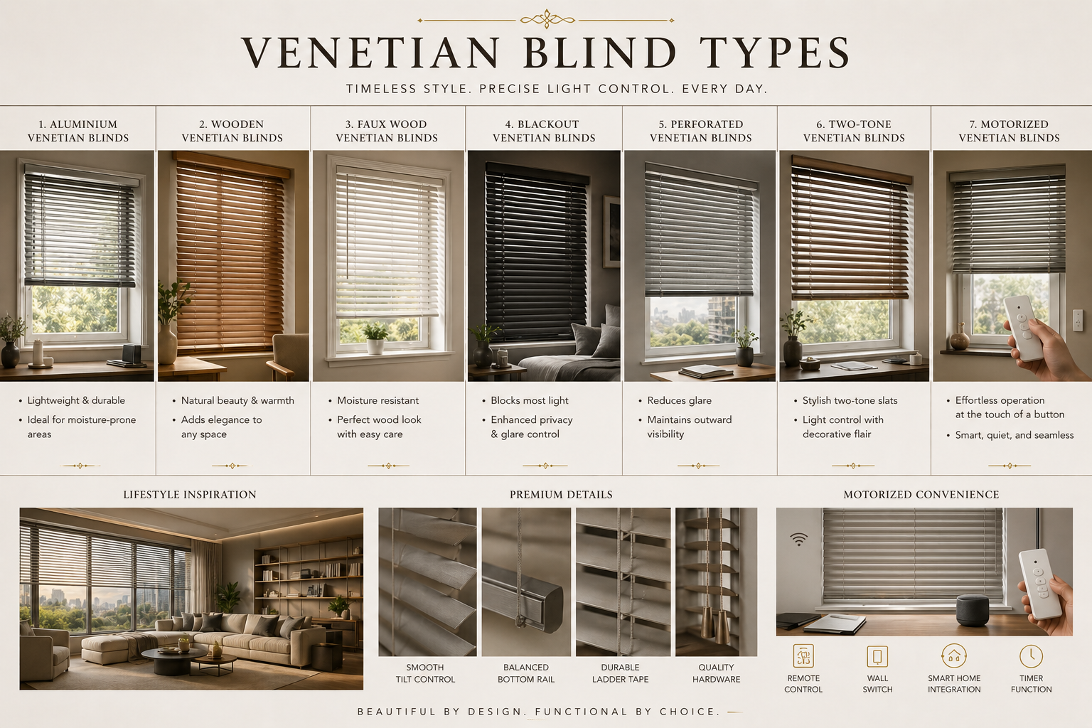 Types of Venetian Blinds for offices and homes